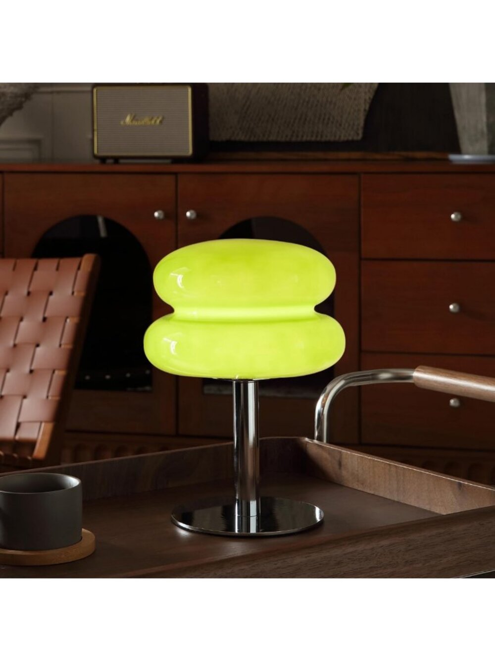 Mid Century Modern Green Mushroom Table Lamp - Stylish Home Decor Lighting